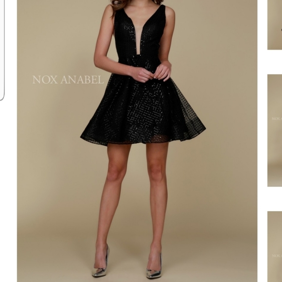 Plus size 3X Black Sequin Overlay Cocktail Dress - Picture 3 of 8